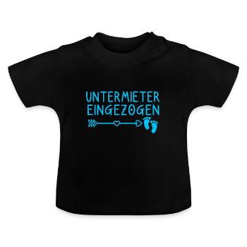 Untermieter eingezogen Ankündigung Schwangerschaft - Baby Bio-T-Shirt mit Rundhals - Schwarz - Vorne