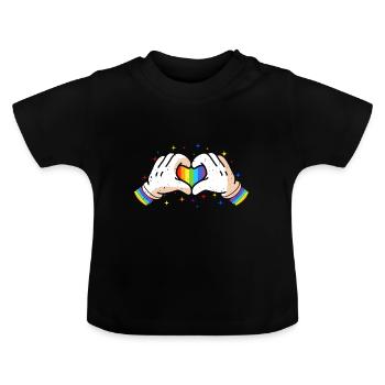 CSD LGBT Hands Shape Rainbow Heart Pride - T-shirt bio col rond Bébé - noir - Devant