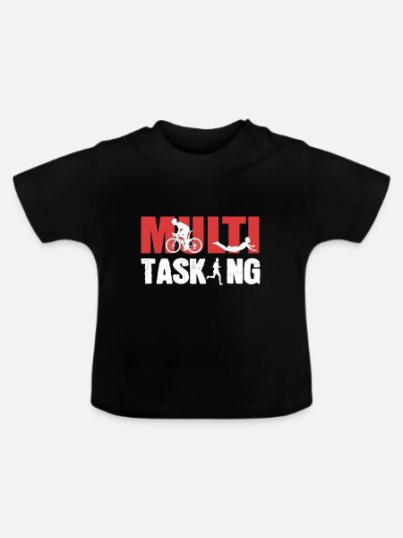 Multitasking Radfahrer Gift - Baby Bio-T-Shirt mit Rundhals - Schwarz