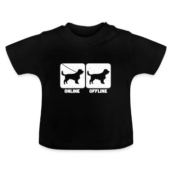 Lustiger Online-Offline-Feldspaniel - Baby Bio-T-Shirt mit Rundhals - Schwarz - Vorne