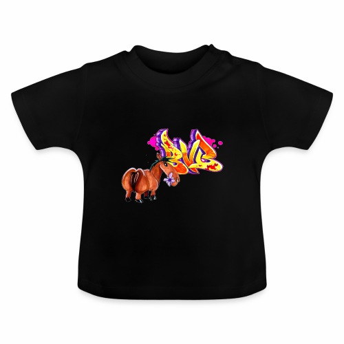 pferd3 ausschnitt - Baby Bio-T-Shirt mit Rundhals