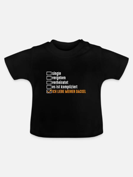 Hund Dackel - Baby Bio-T-Shirt mit Rundhals - Schwarz