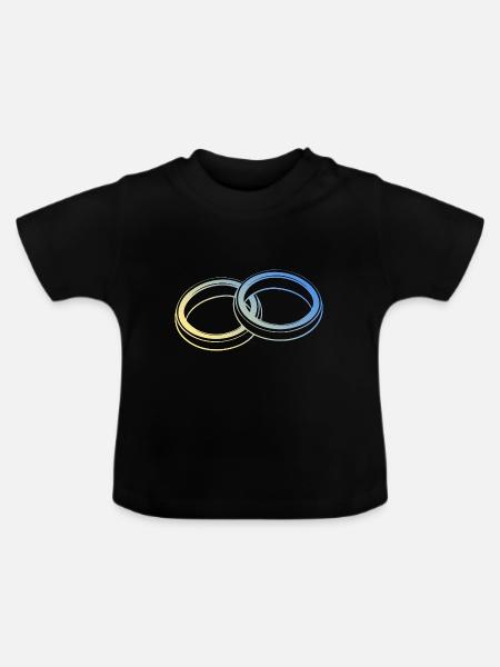 Eheringe Hochzeit - Baby Bio-T-Shirt mit Rundhals - Schwarz