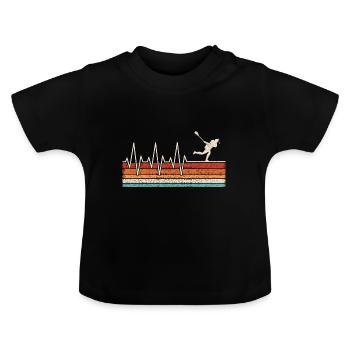 Lacrosse Spieler Herzschlag - Baby Bio-T-Shirt mit Rundhals - Schwarz - Vorne