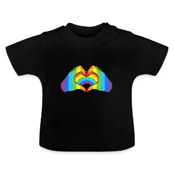 CSD LGBT Hands Shape Rainbow Heart Pride - T-shirt bio col rond Bébé - noir - Devant