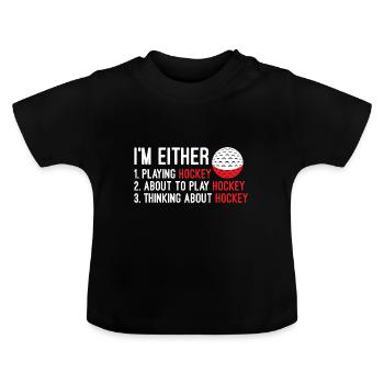 Playing hockey - Baby Organic T-Shirt with Round Neck - black - Front