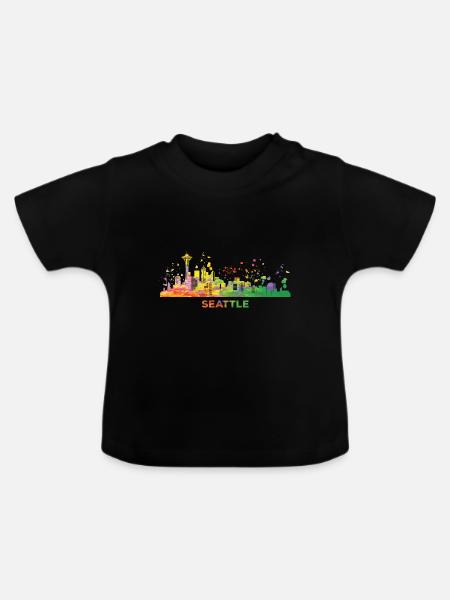 Seattleite Skyline Seattle - Baby Bio-T-Shirt mit Rundhals - Schwarz