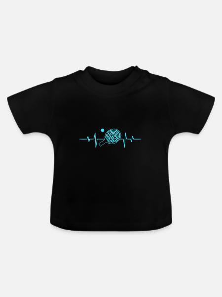 Battement de coeur de tennis de table pulsation de raquette de tennis de table - T-shirt bio col rond Bébé - noir