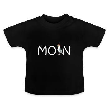 PLATTDEUTSCHER SPRUCH MIT MÖWE - Baby Bio-T-Shirt mit Rundhals - Schwarz - Vorne
