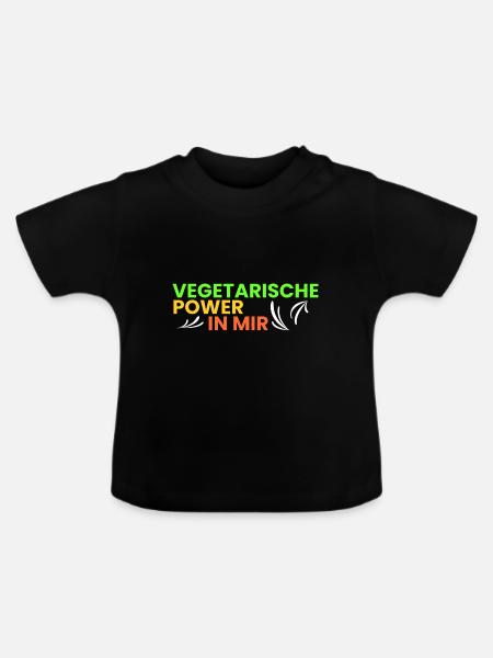 vegetarische Power in mir - Baby Bio-T-Shirt mit Rundhals - Schwarz