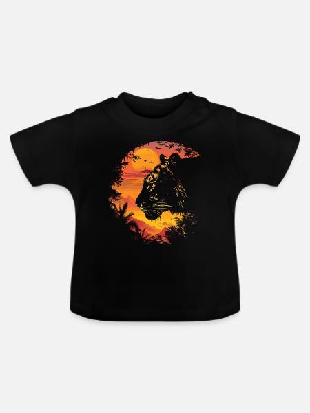 Tiger Wildkatze Jungle - Baby Bio-T-Shirt mit Rundhals - Schwarz