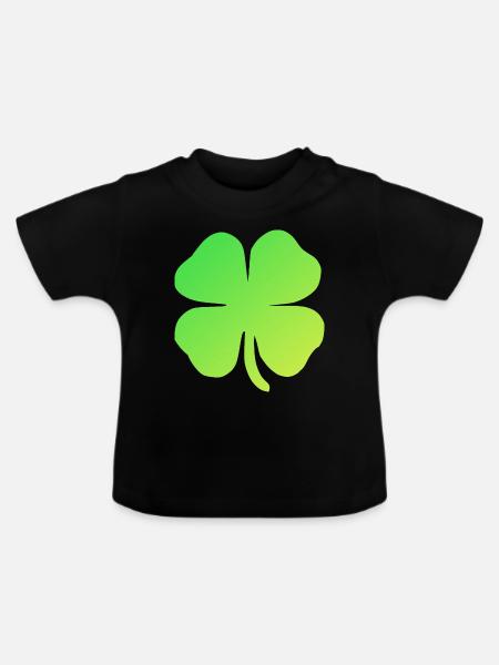 Irischer Klee - Baby Bio-T-Shirt mit Rundhals - Schwarz