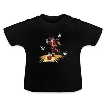 Santa Claus Plays Bowling - Christmas Bowling Team - Baby Organic T-Shirt with Round Neck - black - Front