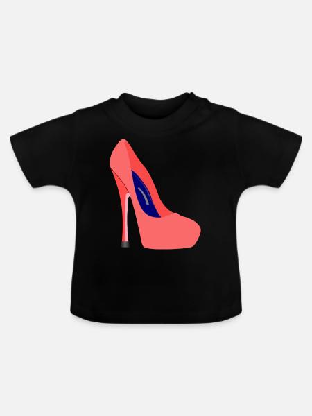 Highheels Stiletto Schuh - Baby Bio-T-Shirt mit Rundhals - Schwarz
