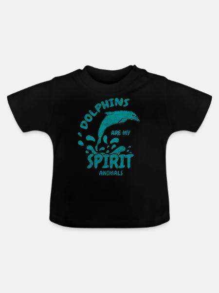 Delfin Delphin Meerestier Tier Meer Geschenk - Baby Bio-T-Shirt mit Rundhals - Schwarz