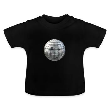Boule disco en argent - T-shirt bio col rond Bébé - noir - Devant