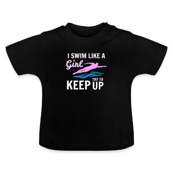 Je nage comme une fille - Je nage comme une fille - T-shirt bio col rond Bébé - noir - Devant