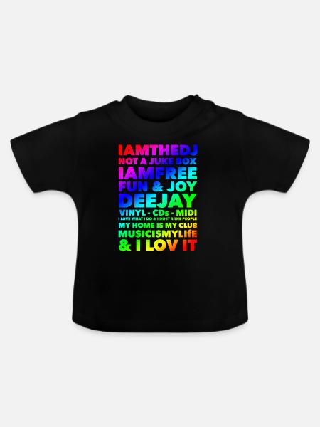 I AM THE DJ - Baby Bio-T-Shirt mit Rundhals - Schwarz