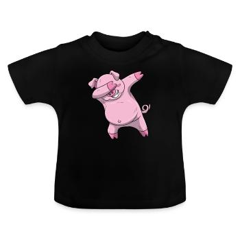 Dabbing pig dab sow shirt enfants victoire poses - T-shirt bio col rond Bébé - noir - Devant