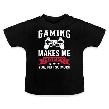 Le jeu me rend heureux - T-shirt bio col rond Bébé - noir - Devant