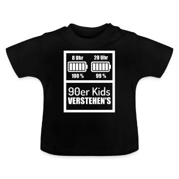 90 Années 90 batterie téléphone portable - T-shirt bio col rond Bébé - noir - Devant