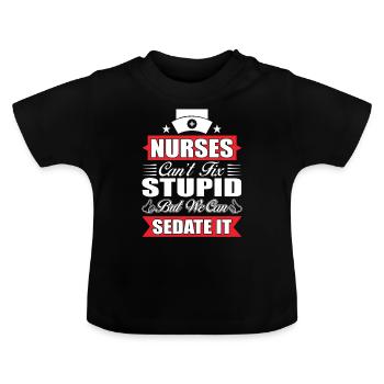 Infirmière Infirmière - T-shirt bio col rond Bébé - noir - Devant