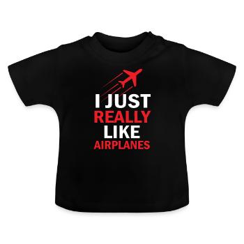 Chemise aviateur avion - T-shirt bio col rond Bébé - noir - Devant