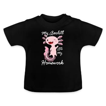 Mon Axolotl a mangé mes devoirs cadeau drôle cadeau - T-shirt bio col rond Bébé - noir - Devant