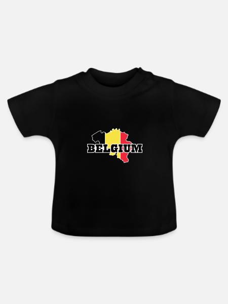 Belgische Flagge - Baby Bio-T-Shirt mit Rundhals - Schwarz