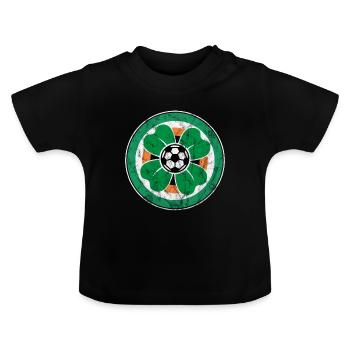 Irland Fussball Kleeblatt - Baby Bio-T-Shirt mit Rundhals - Schwarz - Vorne