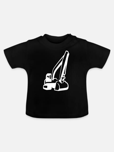 Bagger, Baumaschine, Baggerfahrer, - Baby Bio-T-Shirt mit Rundhals - Schwarz