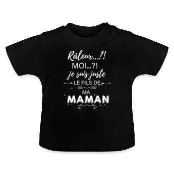 Fils râleur maman comme maman - T-shirt bio col rond Bébé - noir - Devant