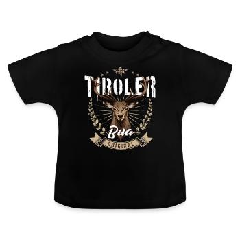Tiroler Bua Hirsch Tirol Lausbua Geschenk Männer - Baby Bio-T-Shirt mit Rundhals - Schwarz - Vorne