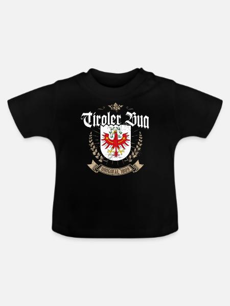Tiroler Bua Tirol Wappen Adler Bekleidung - Baby Bio-T-Shirt mit Rundhals - Schwarz