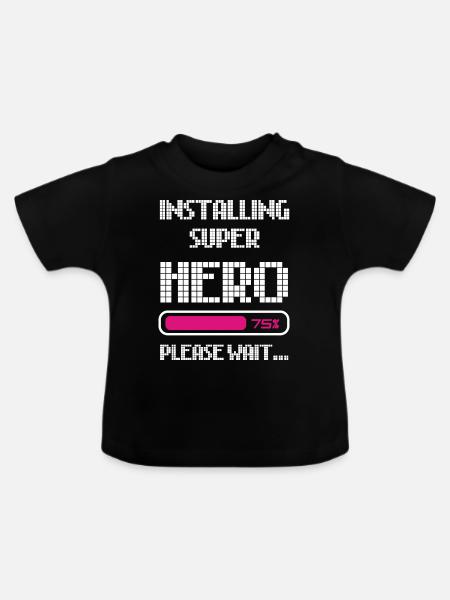 INSTALLIERT SUPER HERO - Baby Bio-T-Shirt mit Rundhals - Schwarz