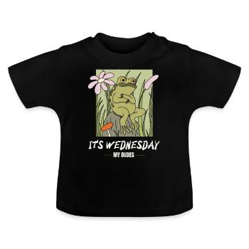 C’est mercredi mes mecs! Mème Grenouille - T-shirt bio col rond Bébé - noir - Devant
