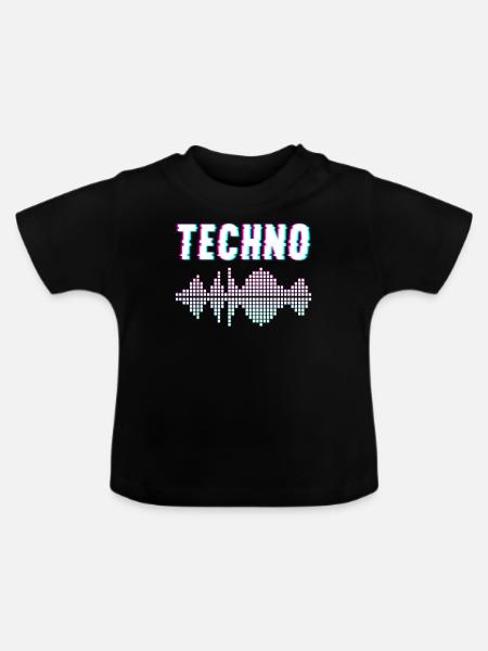 Techno Musik - Baby Bio-T-Shirt mit Rundhals - Schwarz