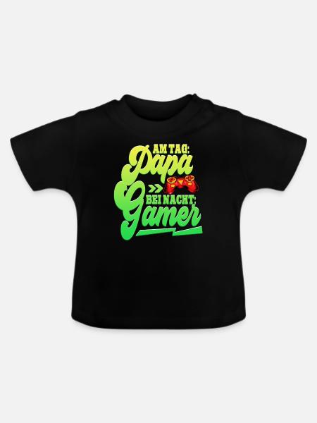 Zocken Gaming Papa - Baby Bio-T-Shirt mit Rundhals - Schwarz