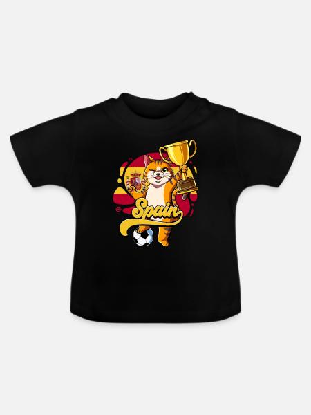 Spanien Fußball - Baby Bio-T-Shirt mit Rundhals - Schwarz