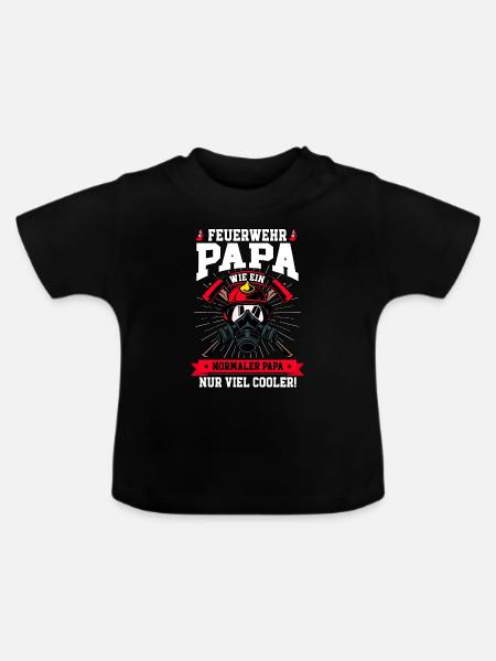 Feuerwehr Papa Feuerwehrmann - Baby Bio-T-Shirt mit Rundhals - Schwarz