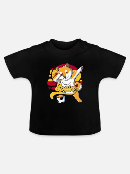 Spanien Fußball - Baby Bio-T-Shirt mit Rundhals - Schwarz