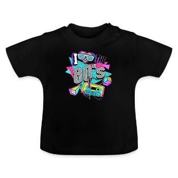 Années 80 J’aime Les années 80 - T-shirt bio col rond Bébé - noir - Devant