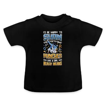 Montrez ce que signifie « coups de poing comme une fille » : - T-shirt bio col rond Bébé - noir - Devant