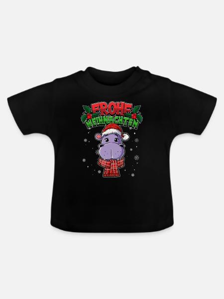 Frohe Weihnachten - Baby Bio-T-Shirt mit Rundhals - Schwarz