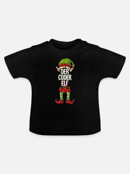 Coder Elf Partnerlook Weihnachten - Baby Bio-T-Shirt mit Rundhals - Schwarz