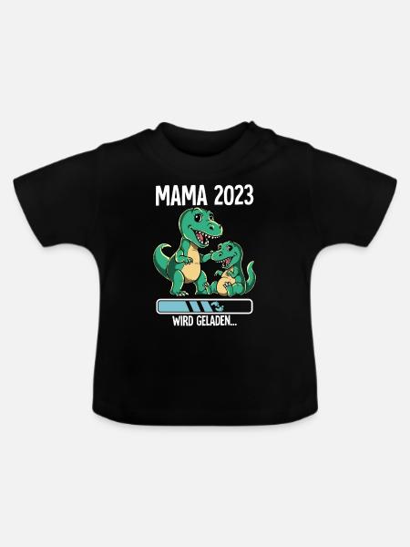Werdende Mama 2023 - Baby Bio-T-Shirt mit Rundhals - Schwarz