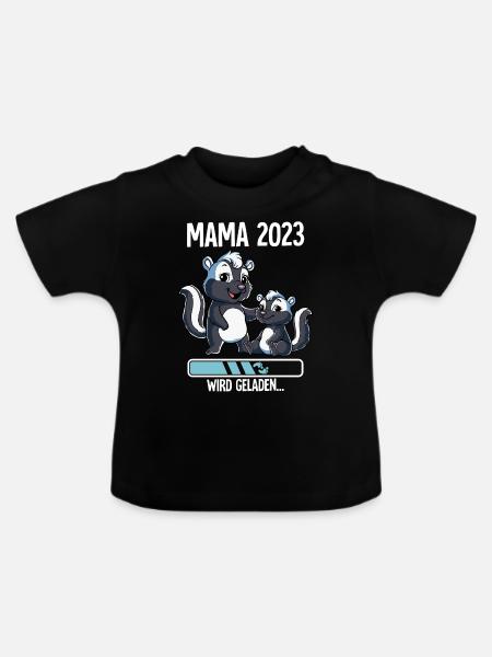 Werdende Mama 2023 - Baby Bio-T-Shirt mit Rundhals - Schwarz