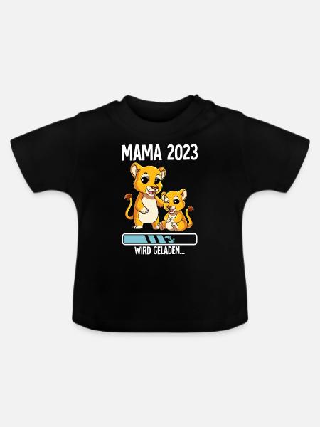 Werdende Mama 2023 - Baby Bio-T-Shirt mit Rundhals - Schwarz