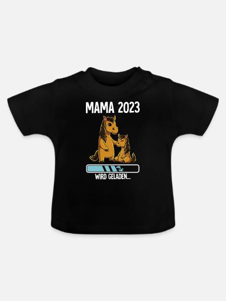Werdende Mama 2023 - Baby Bio-T-Shirt mit Rundhals - Schwarz