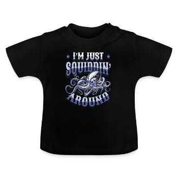 I'm just an octopus - Baby Organic T-Shirt with Round Neck - black - Front